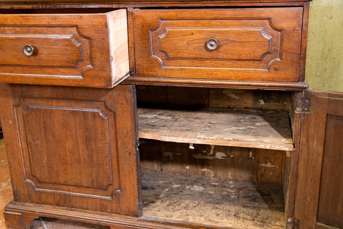Walnut Sideboard With Two Doors And Two Drawers, Emilia-romagna, Italy, Early 19th Century-photo-4