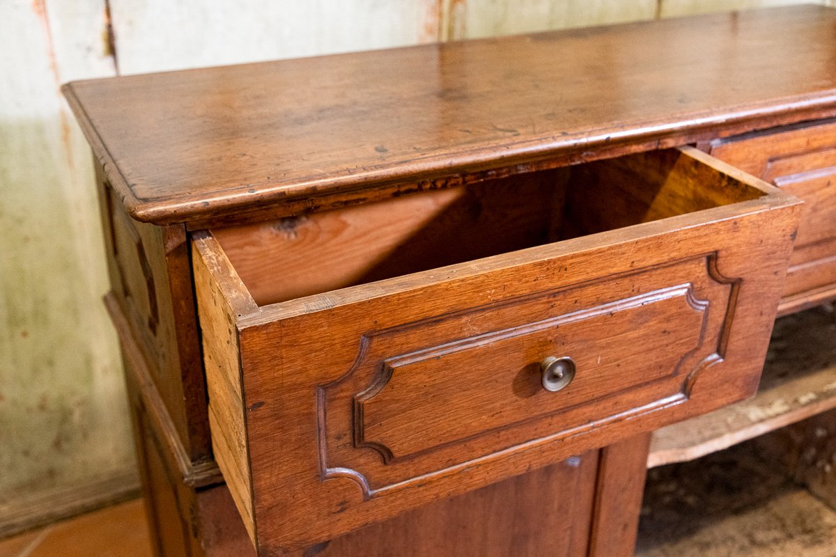 Walnut Sideboard With Two Doors And Two Drawers, Emilia-romagna, Italy, Early 19th Century-photo-1