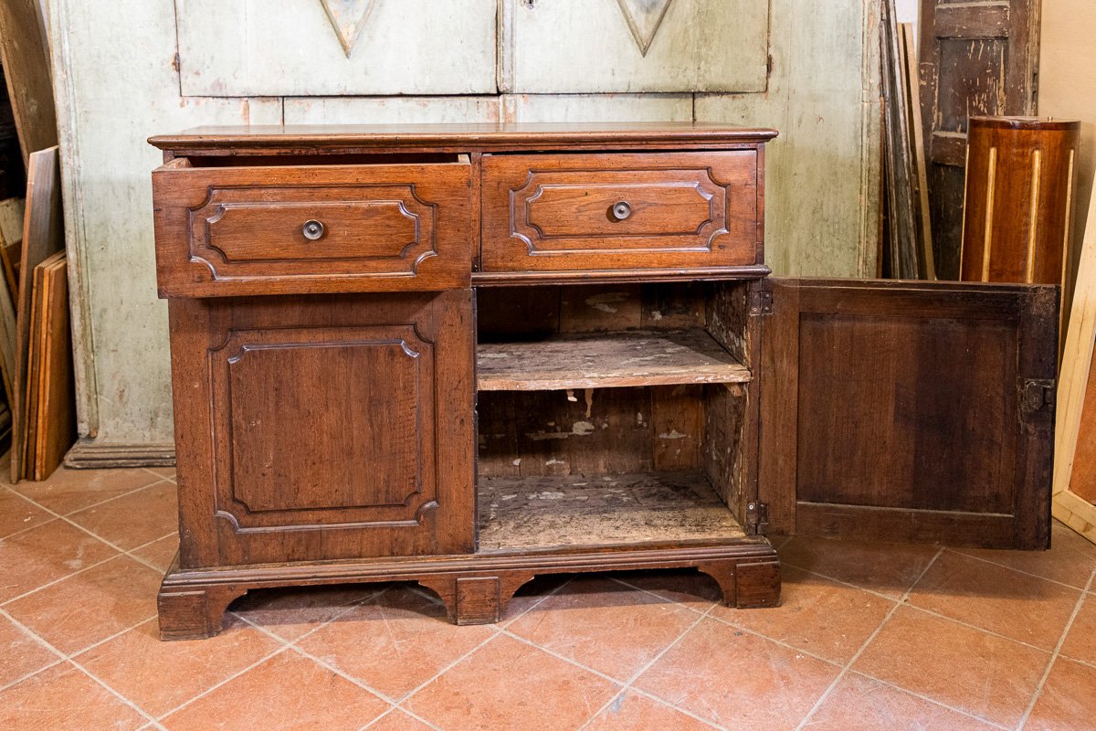 Walnut Sideboard With Two Doors And Two Drawers, Emilia-romagna, Italy, Early 19th Century-photo-3