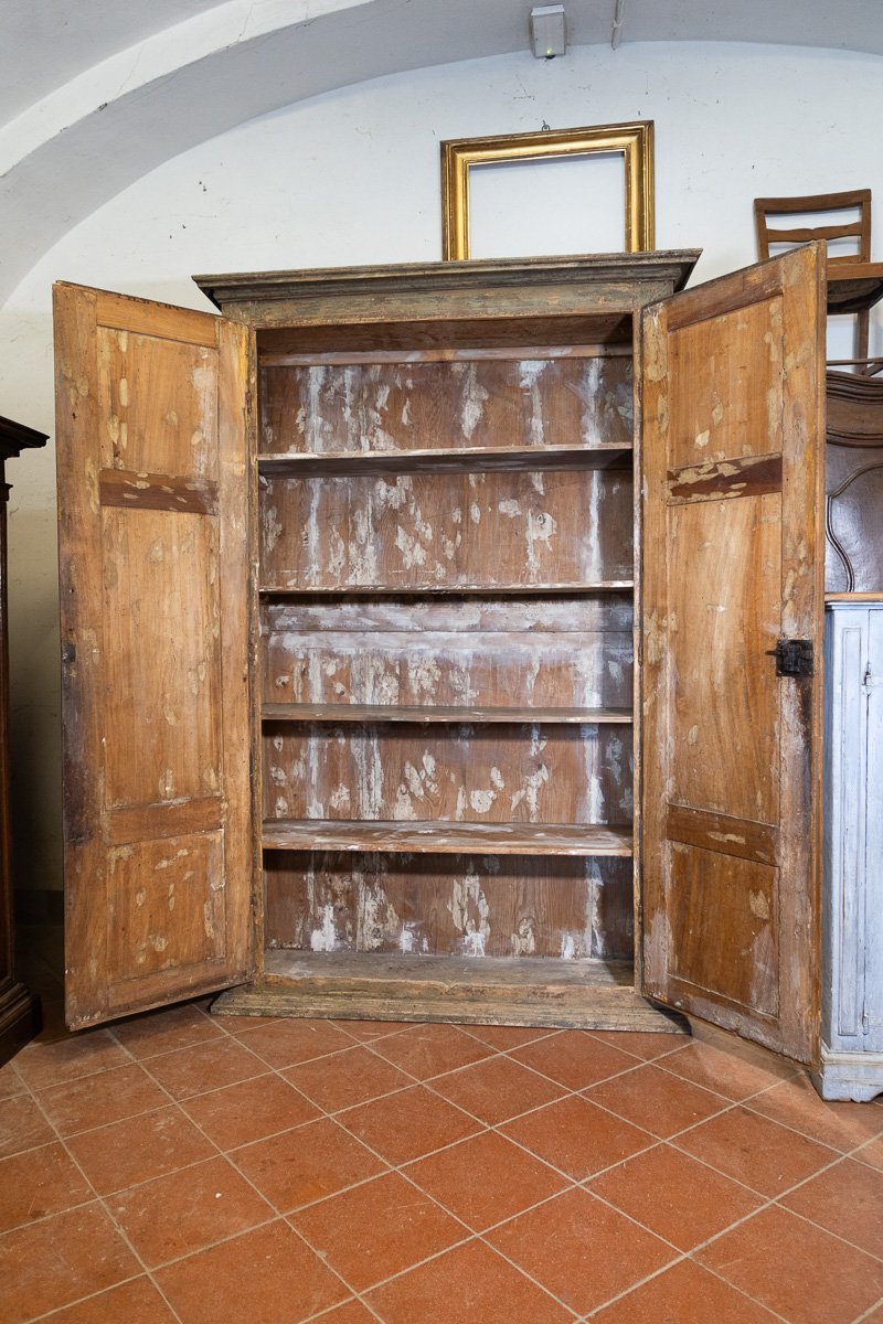 Armoire à deux portes laquée verte à trois panneaux, Toscane, XVIIe siècle-photo-3