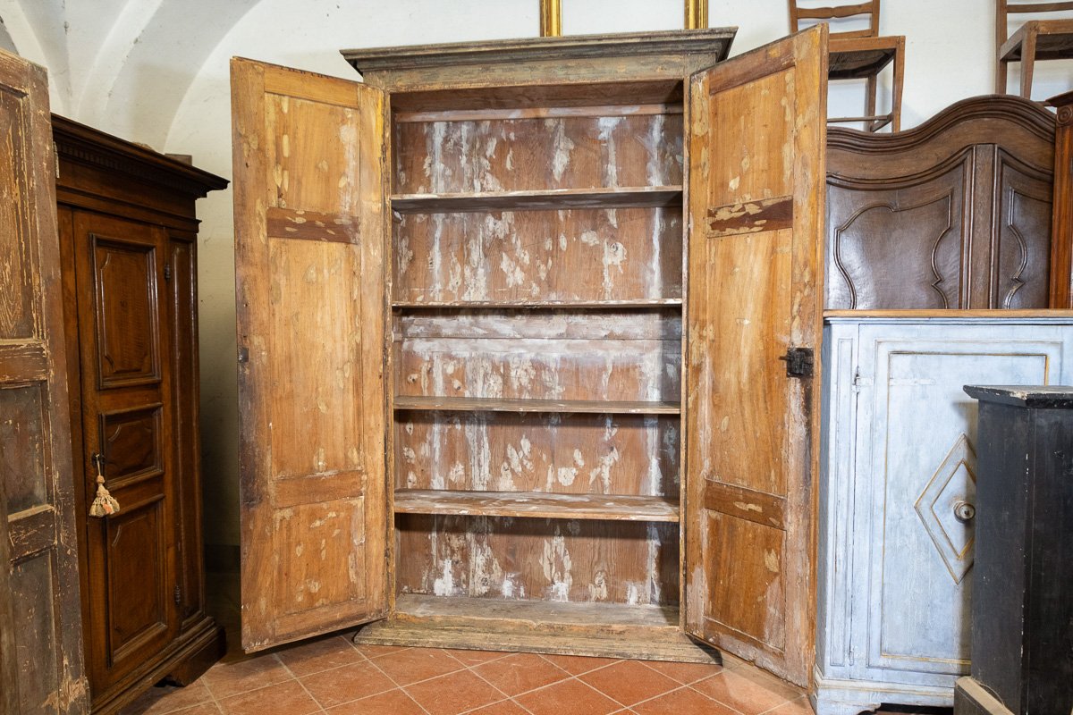 Armoire à deux portes laquée verte à trois panneaux, Toscane, XVIIe siècle-photo-4
