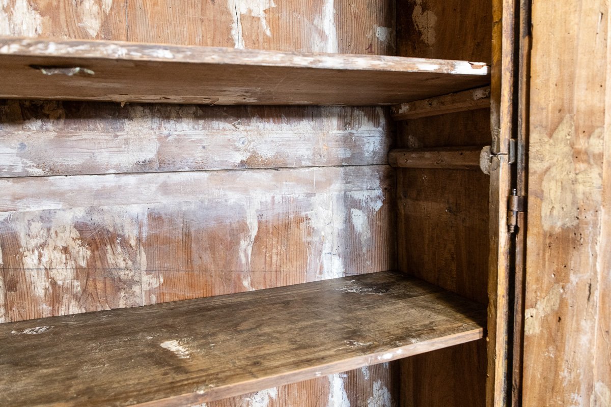 Armoire à deux portes laquée verte à trois panneaux, Toscane, XVIIe siècle-photo-3