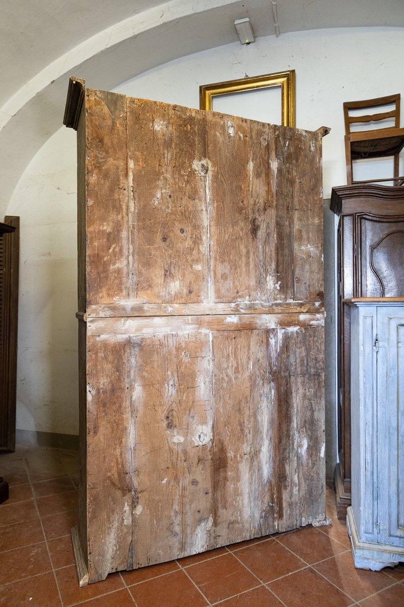 Armoire à deux portes laquée verte à trois panneaux, Toscane, XVIIe siècle-photo-5
