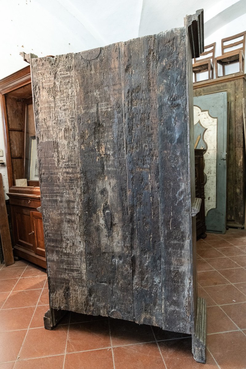 Antique Umbrian Firwood Cabinet With Two Doors And Three Drawers, 18th Century-photo-5