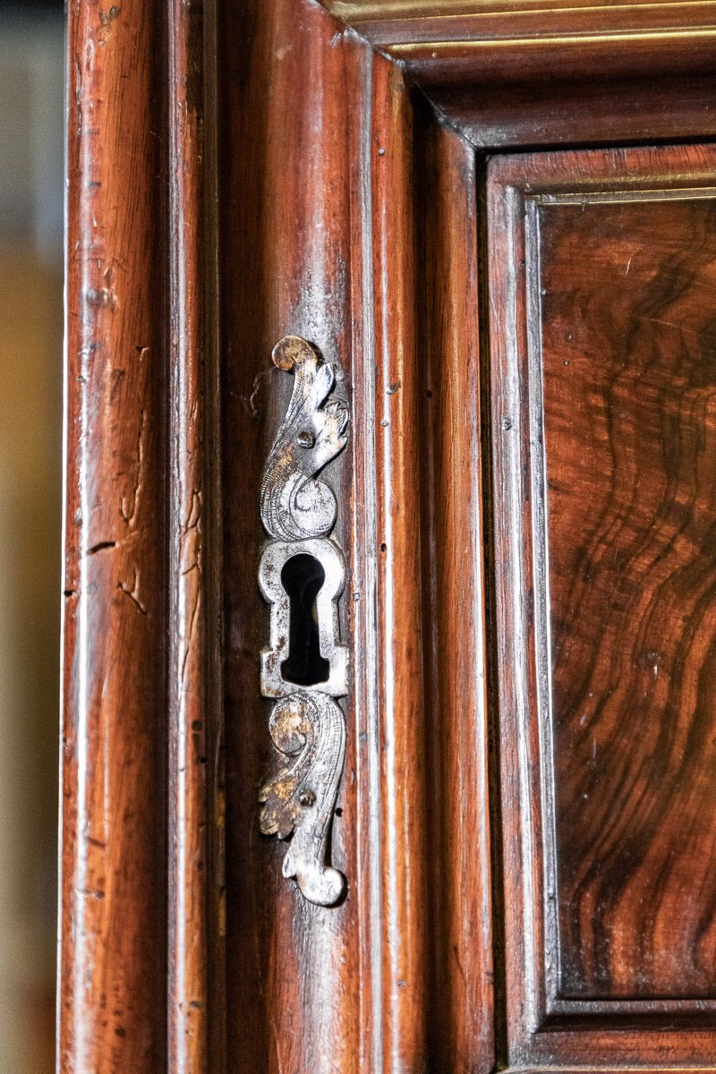 Grande armoire ancienne en noyer et ronce de noyer, Ligurie, Italie XVIIe siècle-photo-8