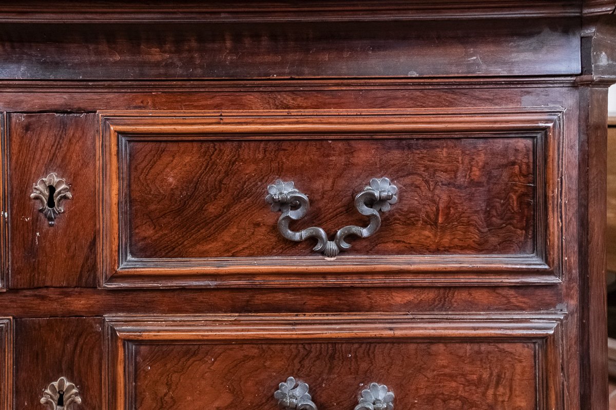 Commode ancienne toscane en palissandre et poirier, XVIIe siècle-photo-4
