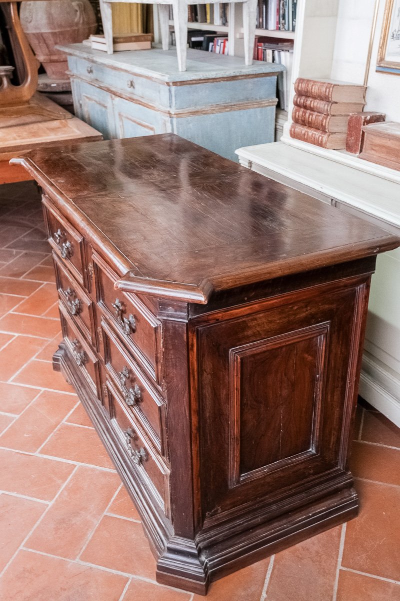 Commode ancienne toscane en palissandre et poirier, XVIIe siècle-photo-1