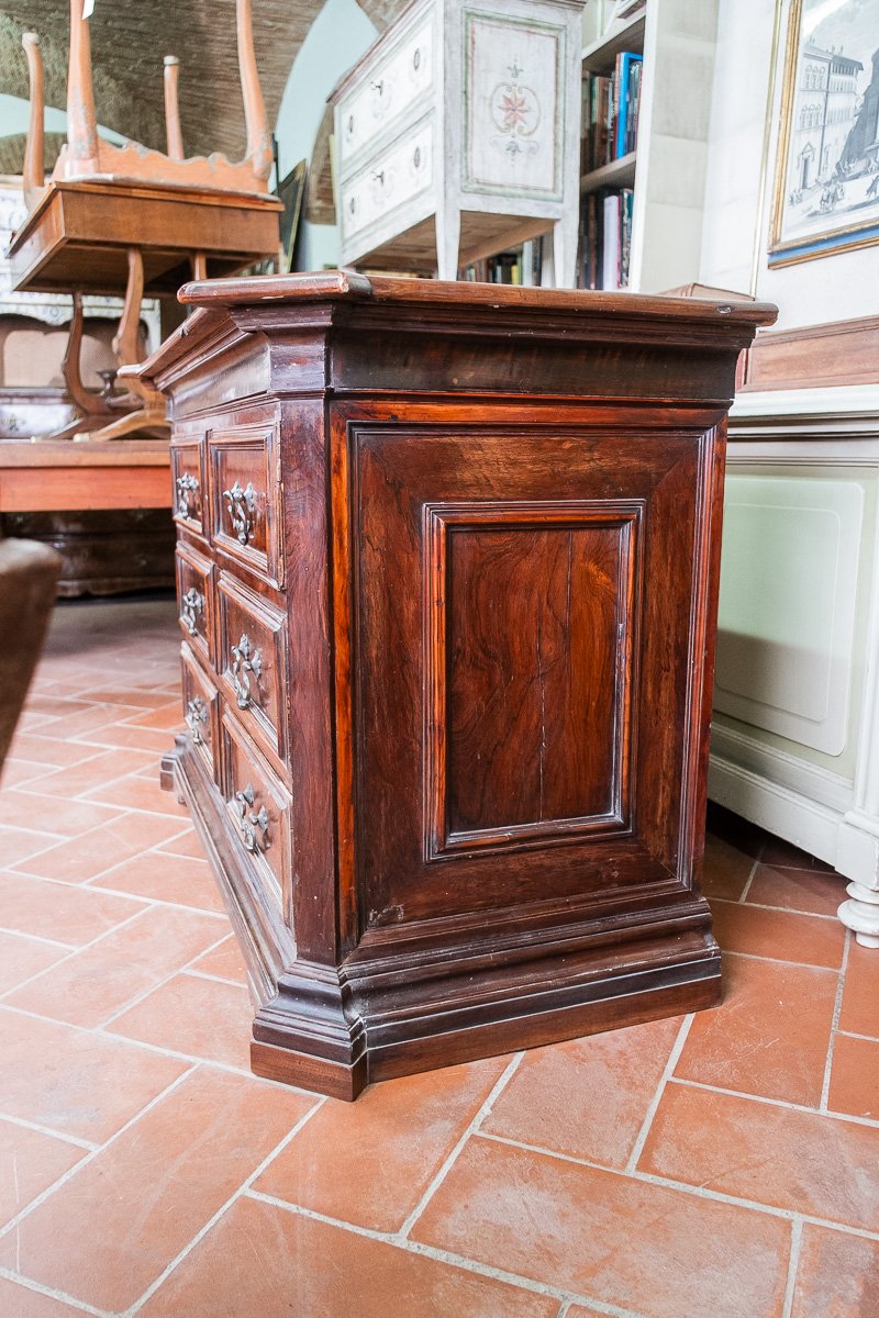 Commode ancienne toscane en palissandre et poirier, XVIIe siècle-photo-5