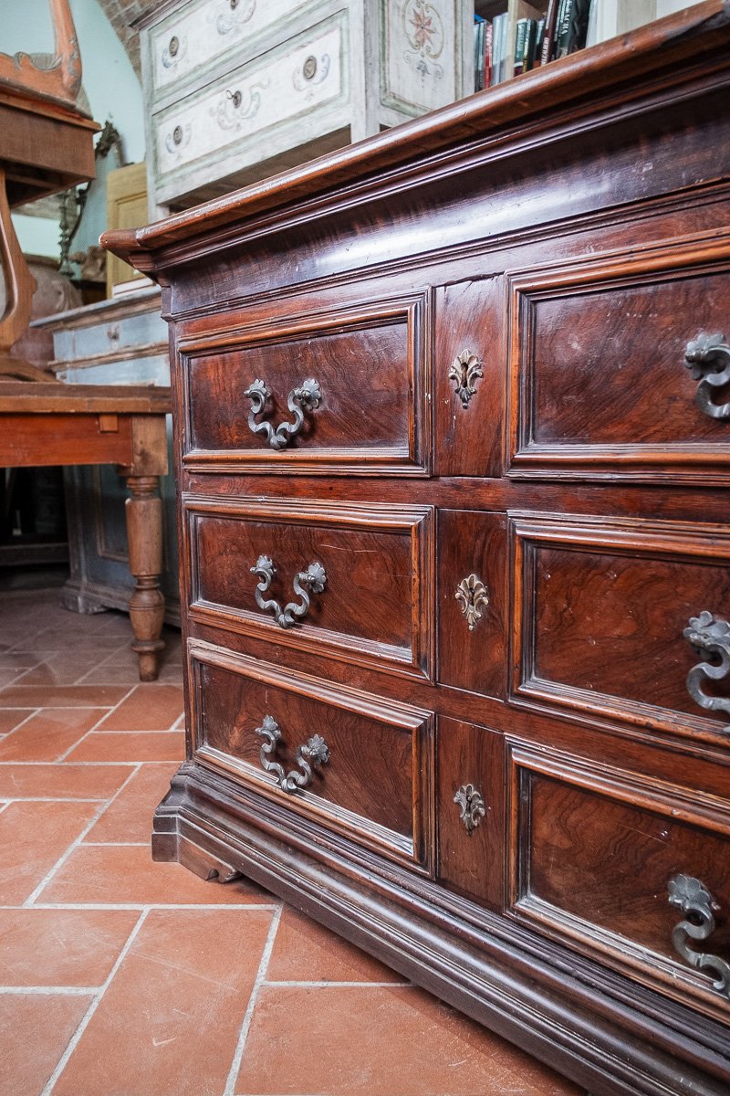 Commode ancienne toscane en palissandre et poirier, XVIIe siècle-photo-6
