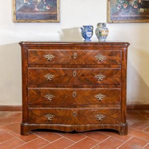 Antique Walnut And Rosewood Veneered Commode, Liguria, Genoa, 18th Century