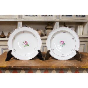 Pair Of Viennese Porcelain Plates With Floral Decoration, 1828