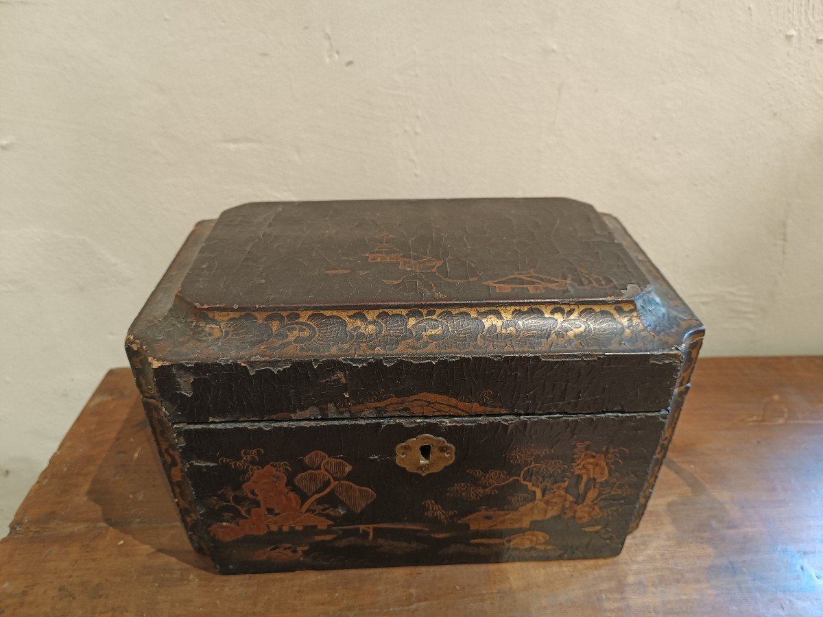 Coffret En Bois Laqué A Chinoiserie, Angleterre, XVIIIe Siècle.-photo-2