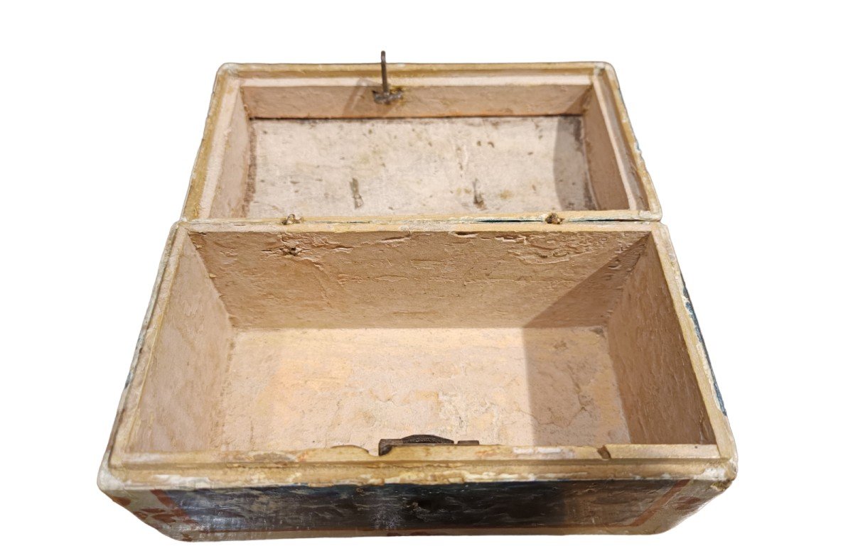 Coffret En Bois Peint. Marche, XVIIIe Siècle.-photo-2
