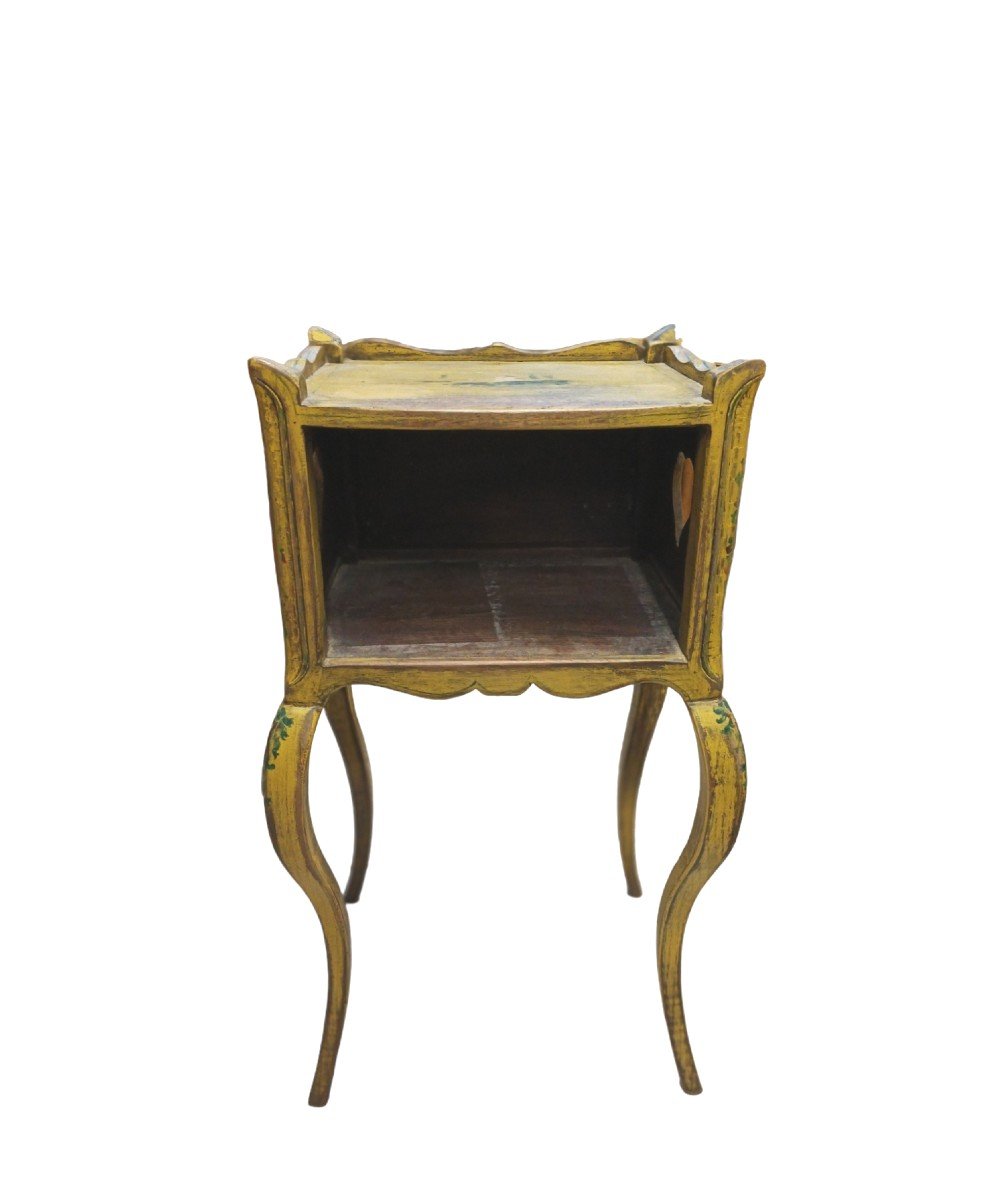 Rustic Bedside Table In Lacquered Wood. Italy ,late 19th Century.