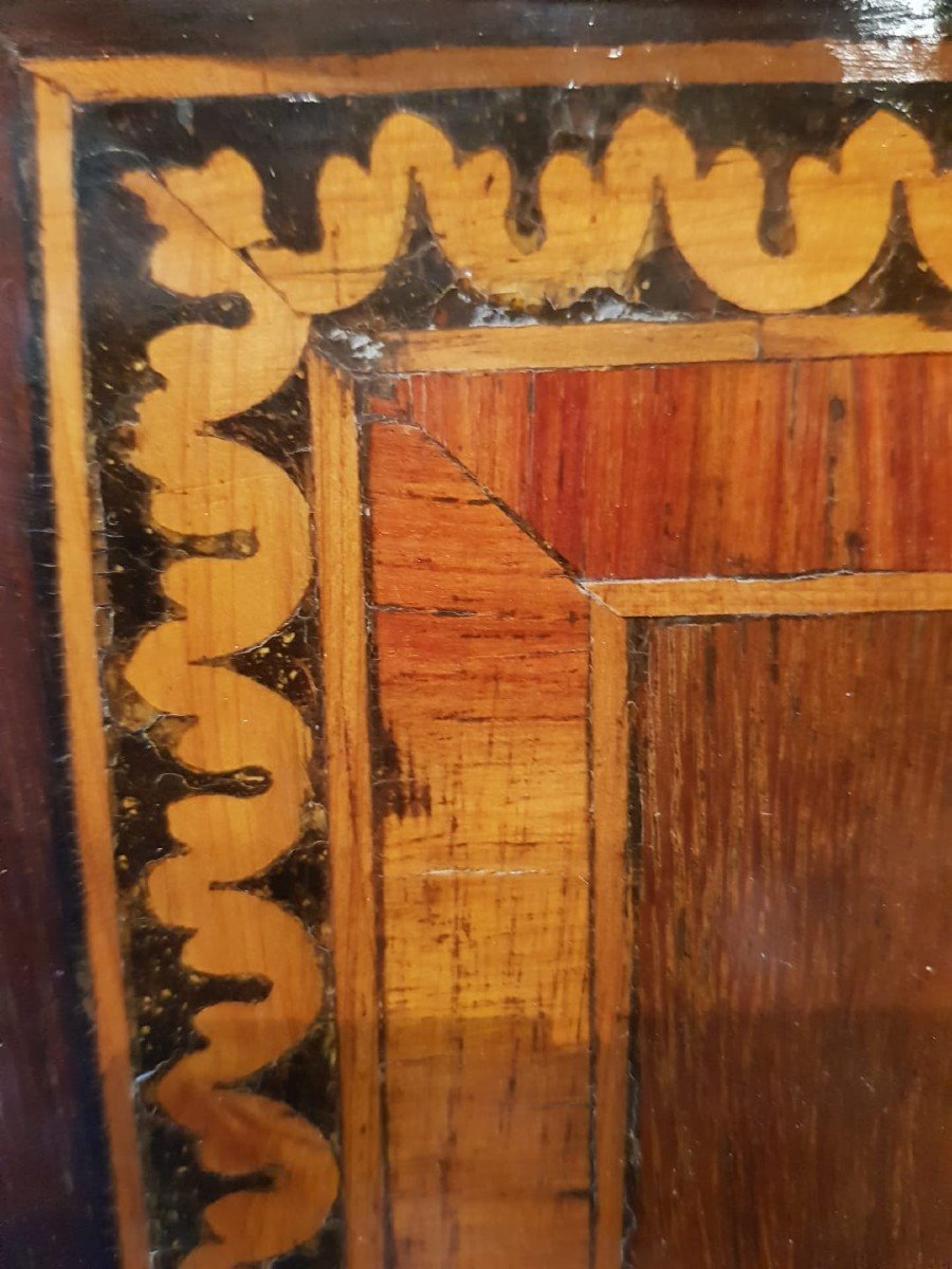 Important Corner Cabinet In Wood Marquetry. Lombardy, Louis XV Period.-photo-4