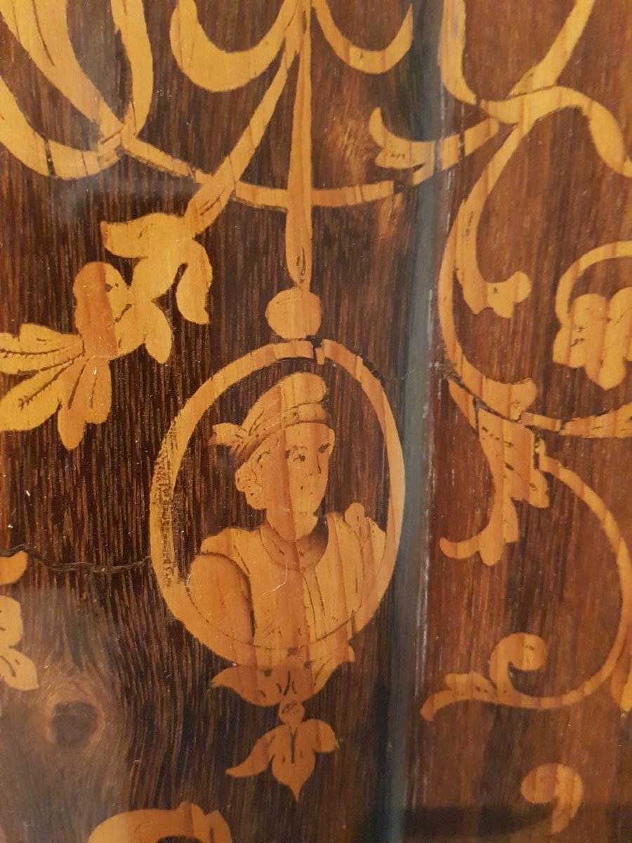 Important Corner Cabinet In Wood Marquetry. Lombardy, Louis XV Period.-photo-5
