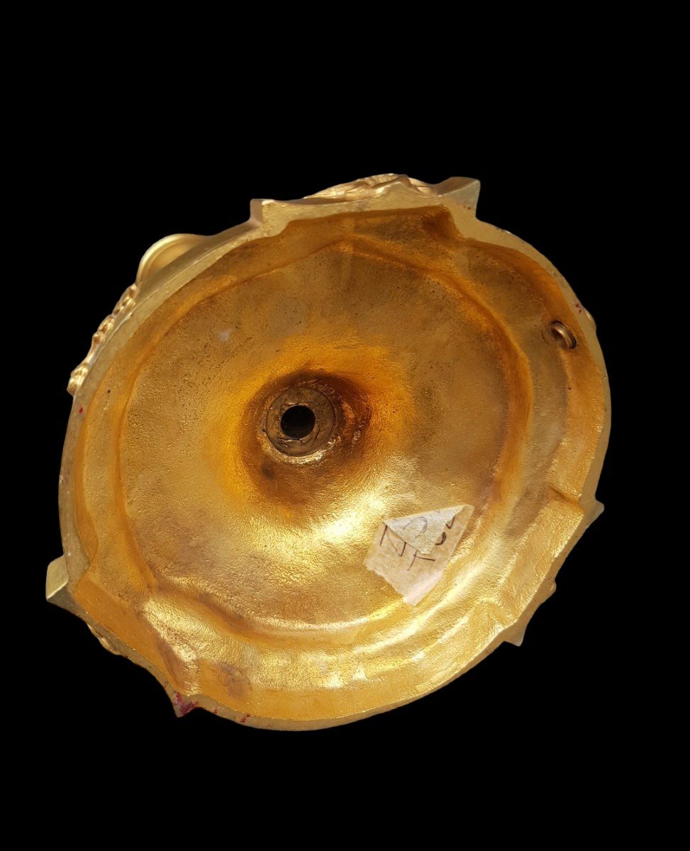 Bougeoir En Bronze Doré. France, Début Du XXe Siècle.-photo-3