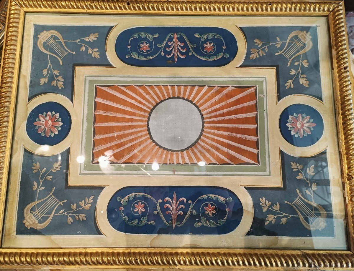 Oil On Canvas Depicting Decorative Motifs Of Various Types.italy,louis XVI Era.