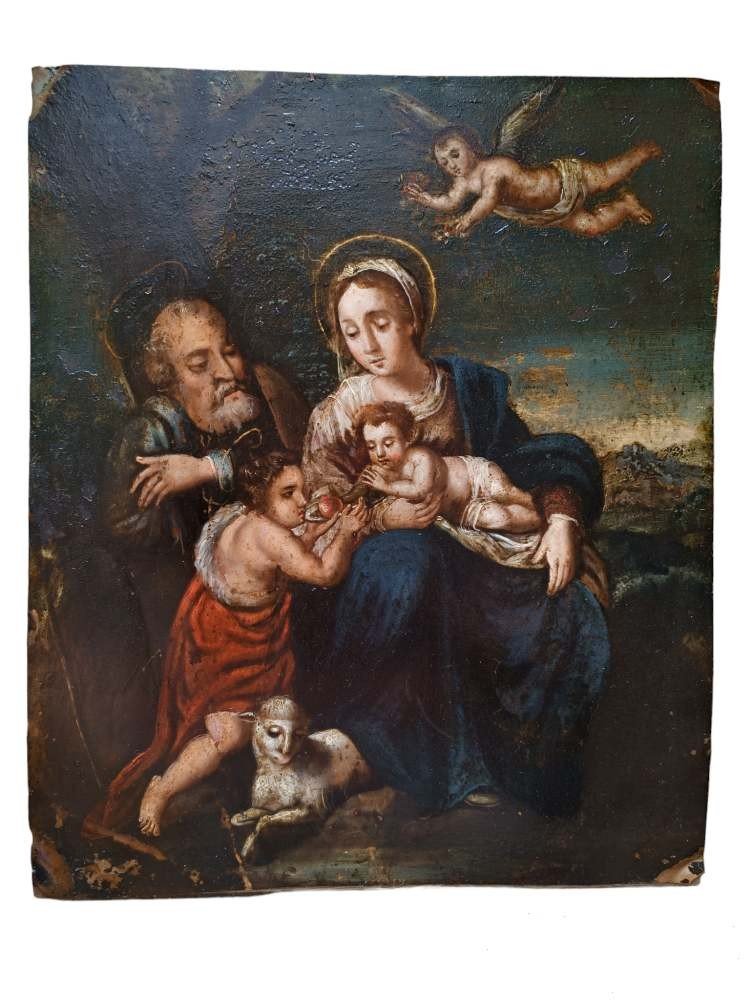 Grande Peinture à l'Huile Sur Cuivre. Italie, XVIIe Siècle.-photo-2