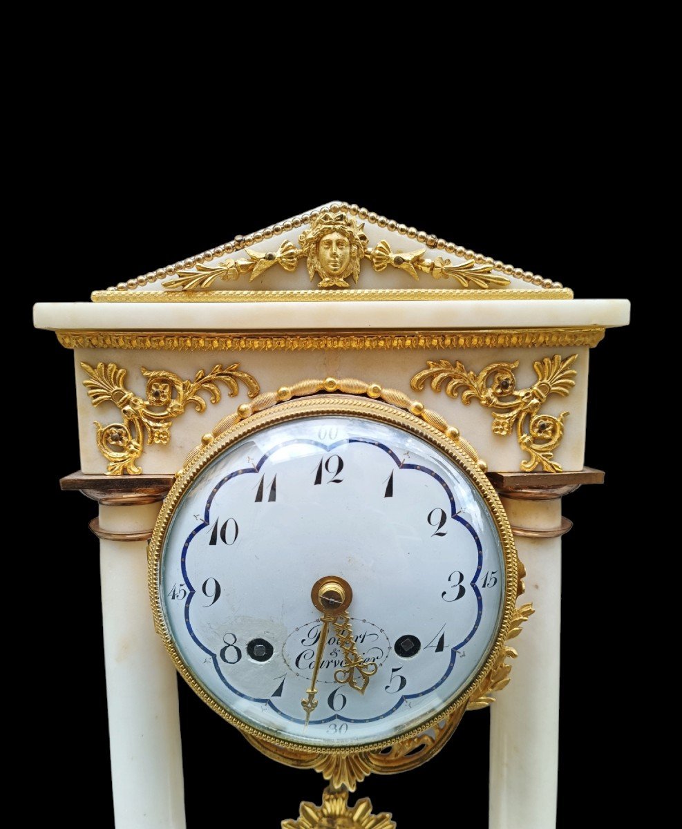 Rare Clock In Gilded Bronze And Marble. Switzerland,robert & Courvoisier,early XIXth Century.-photo-2