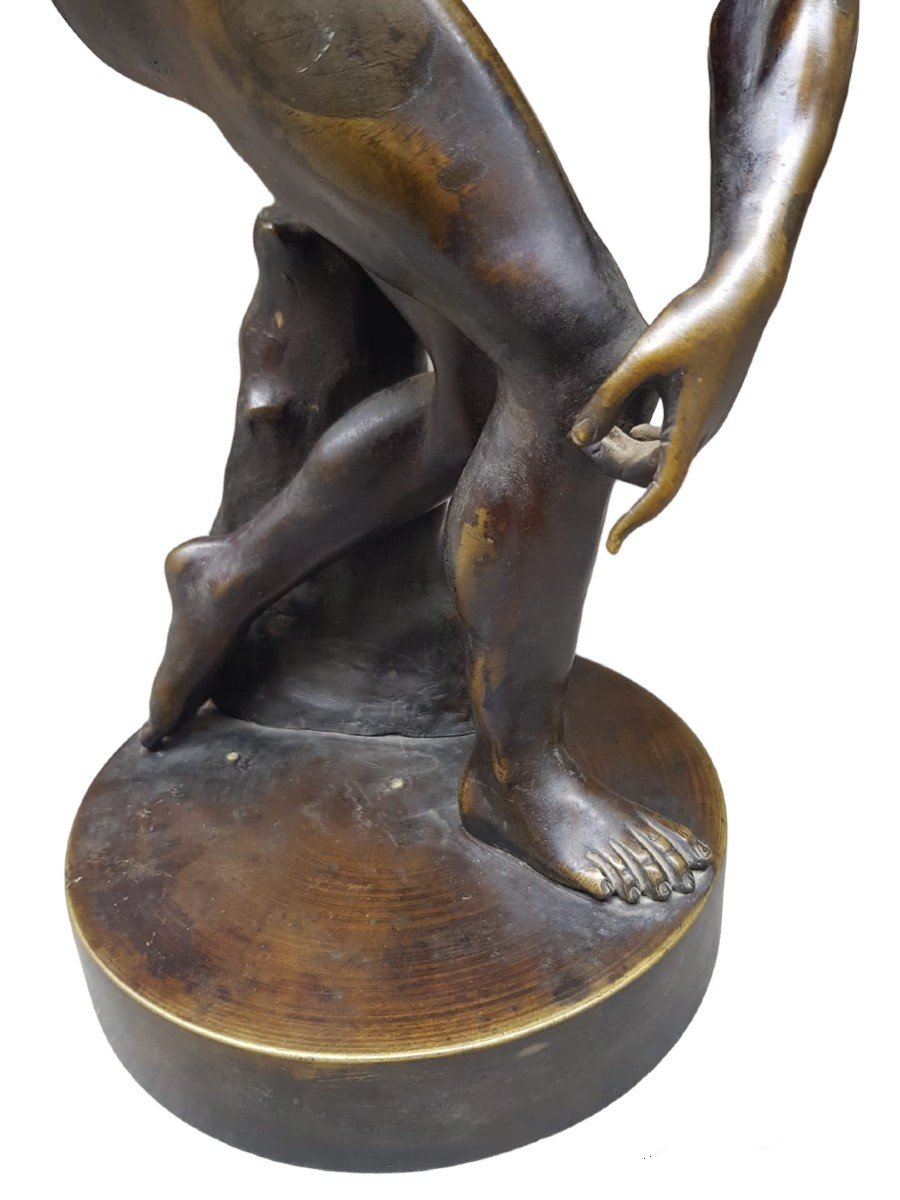 Sculpture En Bronze Représentant Discobole. Deuxième Moitié Du 19ème Siècle.-photo-2
