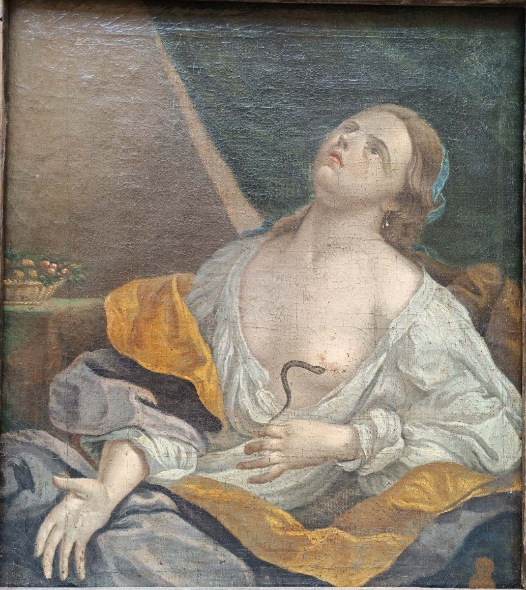 Peinture à l'Huile Sur Toile Représentant Le Suicide De Cléopâtre. émilie, XVIIe Siècle.