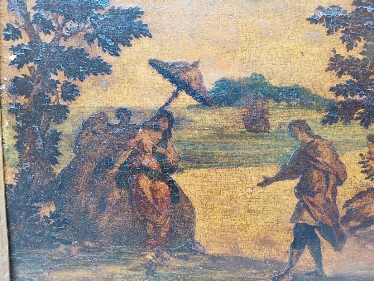 Lacquered Wood Panel Depicting A Romantic Scene. Venice ,18th Century. -photo-3