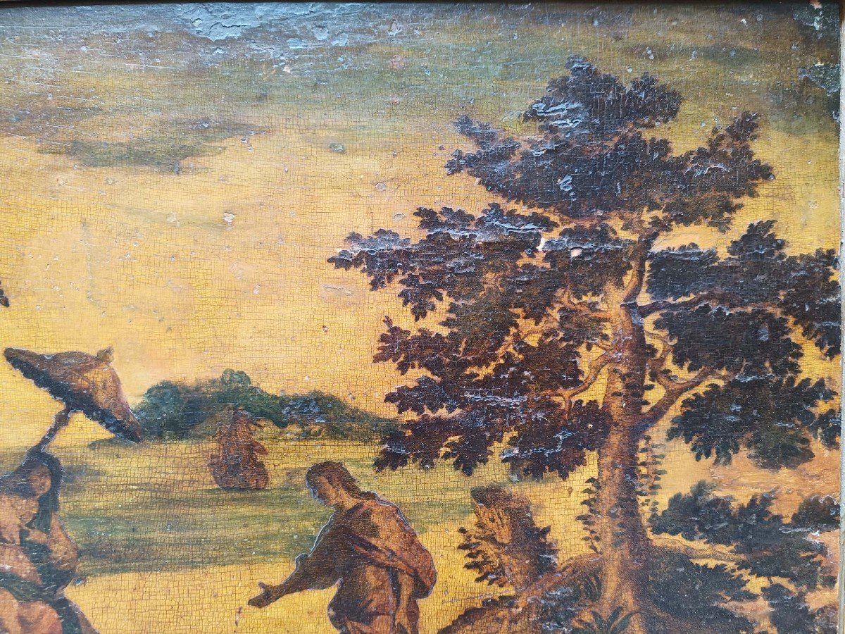 Lacquered Wood Panel Depicting A Romantic Scene. Venice ,18th Century. -photo-4