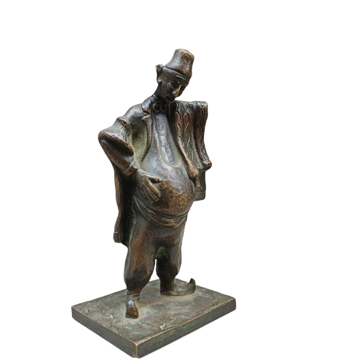 Orientalist Bronze Sculpture Depicting A Carpet Seller. Late XIXth Century.-photo-3