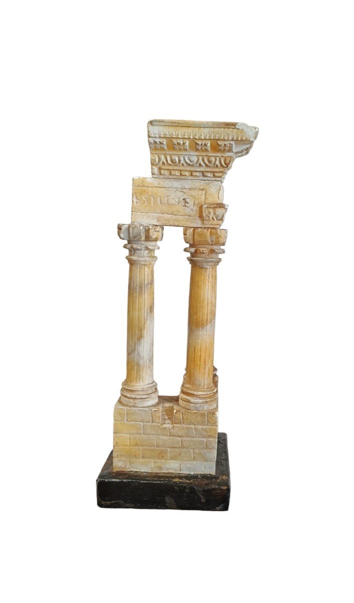 Grand Tour Temple Model In Carved Alabaster.italy,late XIXth Century.-photo-2