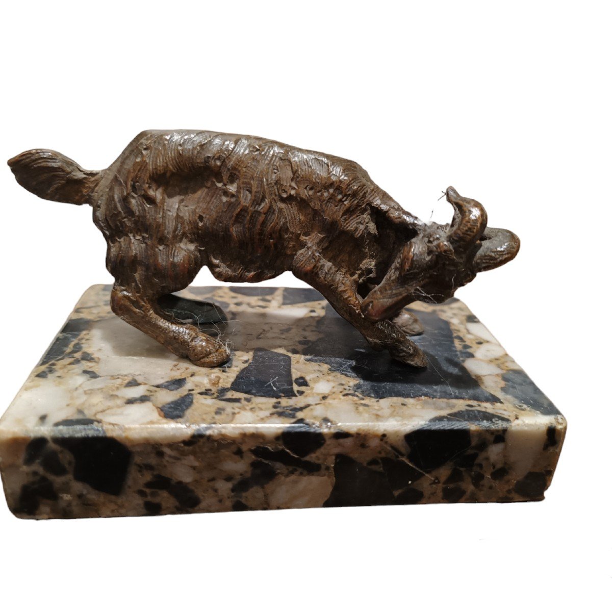 Sculpture En Bronze Représentant Une Chèvre. Italie, 19ème Siècle.-photo-2
