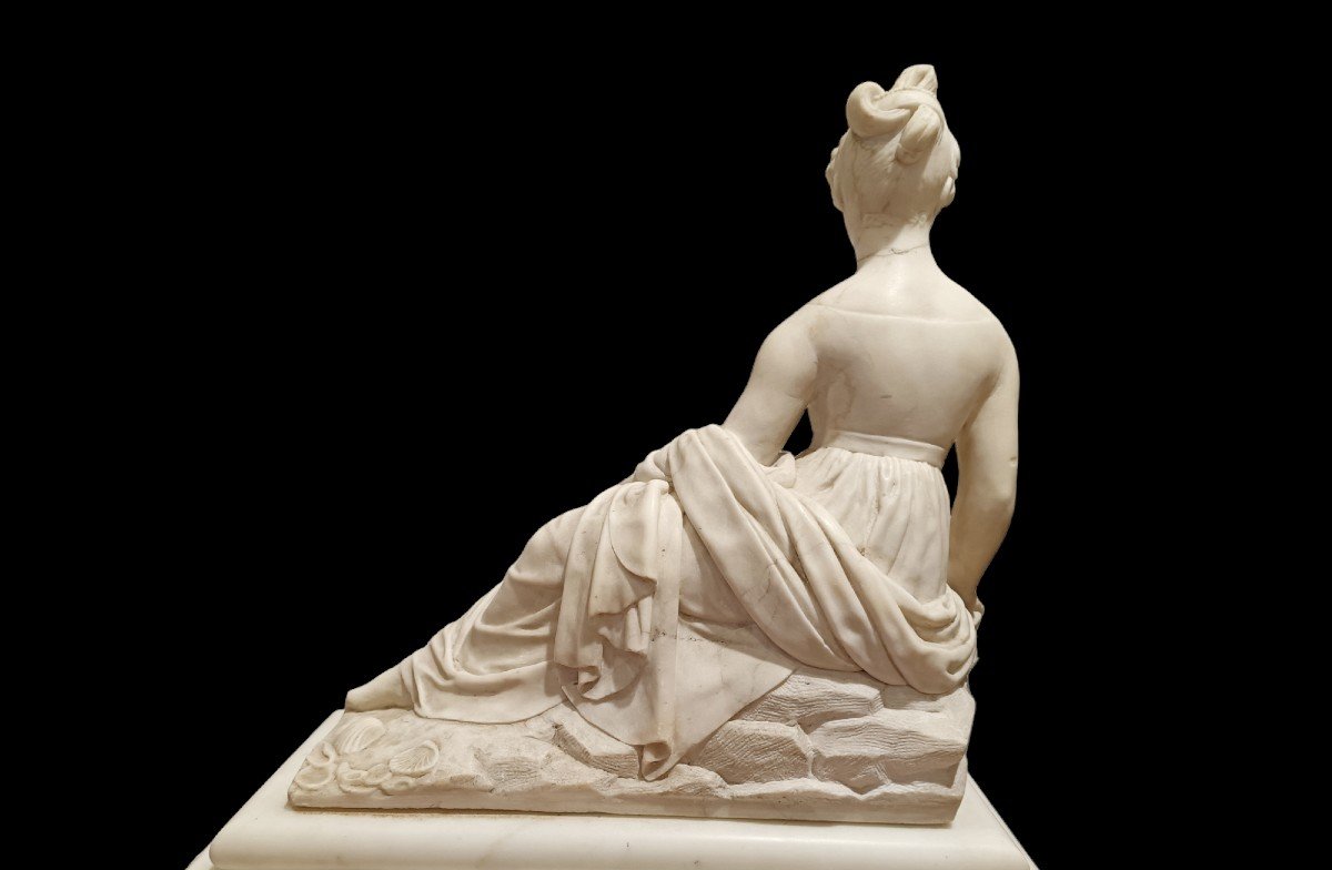 White Marble Sculpture Depicting A Noblewoman.italy, Early 19th Century.-photo-4