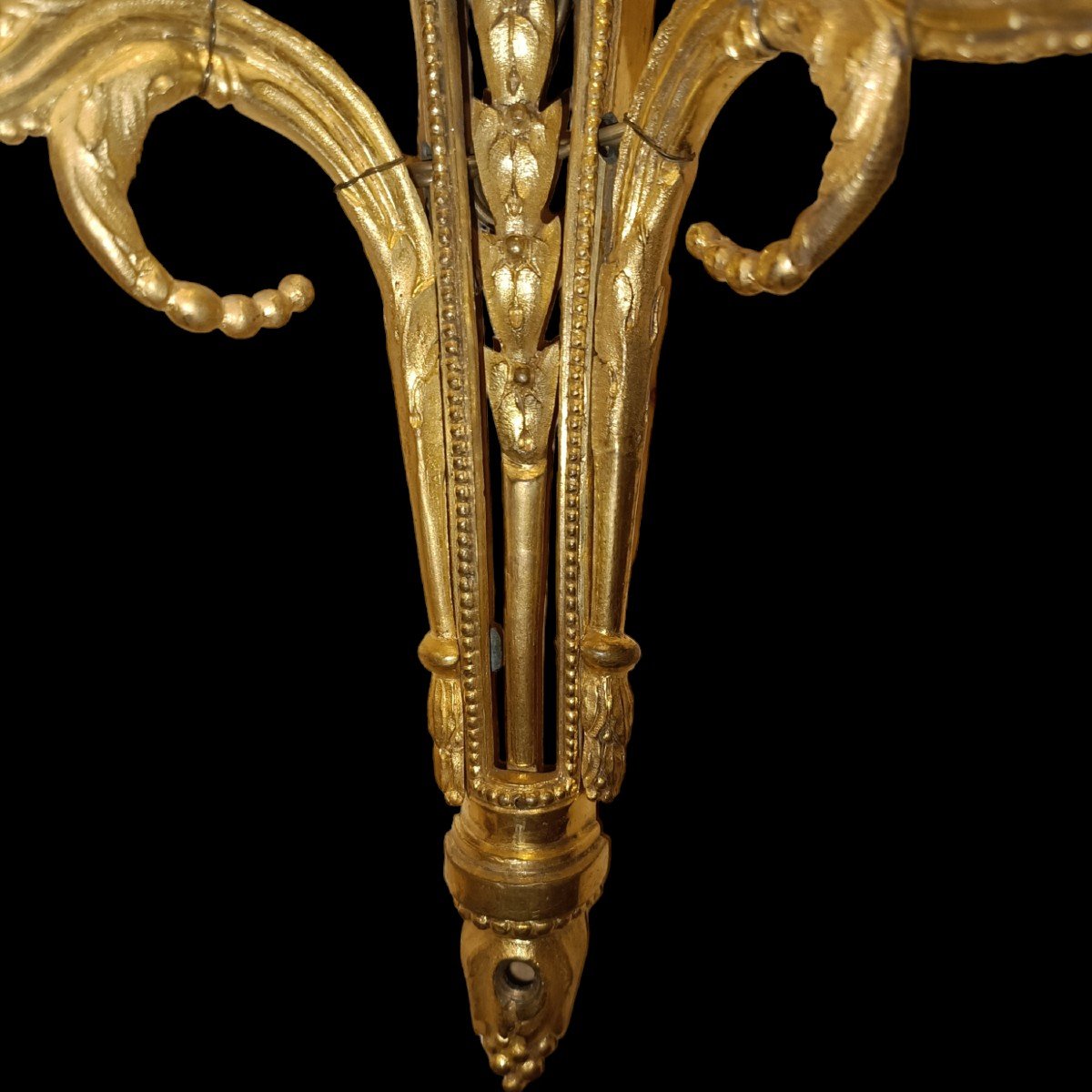 Paire d'Appliques En Bronze Doré. France, Fin Du XVIIIe Siècle.-photo-4