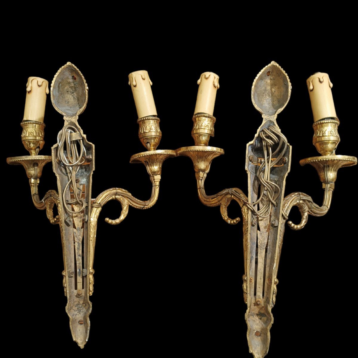 Pair Of Gilded Bronze Appliques. France,late 18th Century.-photo-3