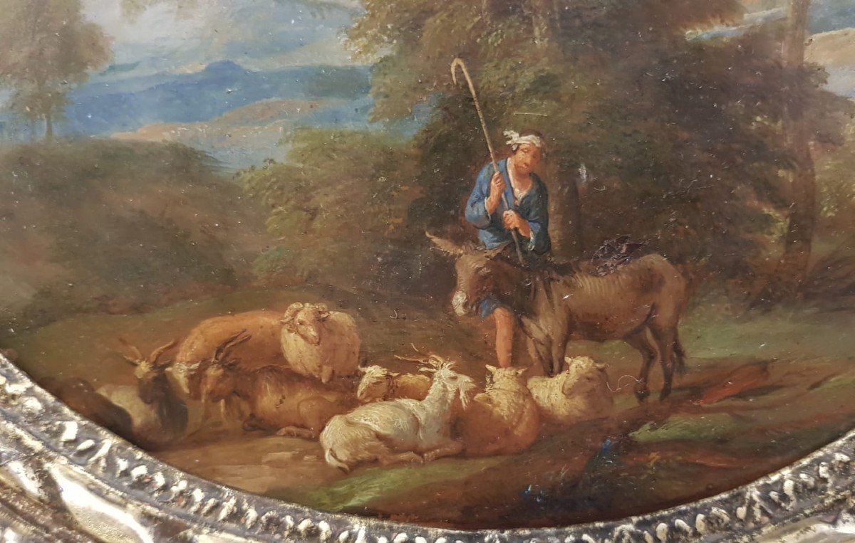 Huile Sur Cuivre Représentant Un Paysage. Peintre Flamand Du XVIIe Siècle.-photo-3