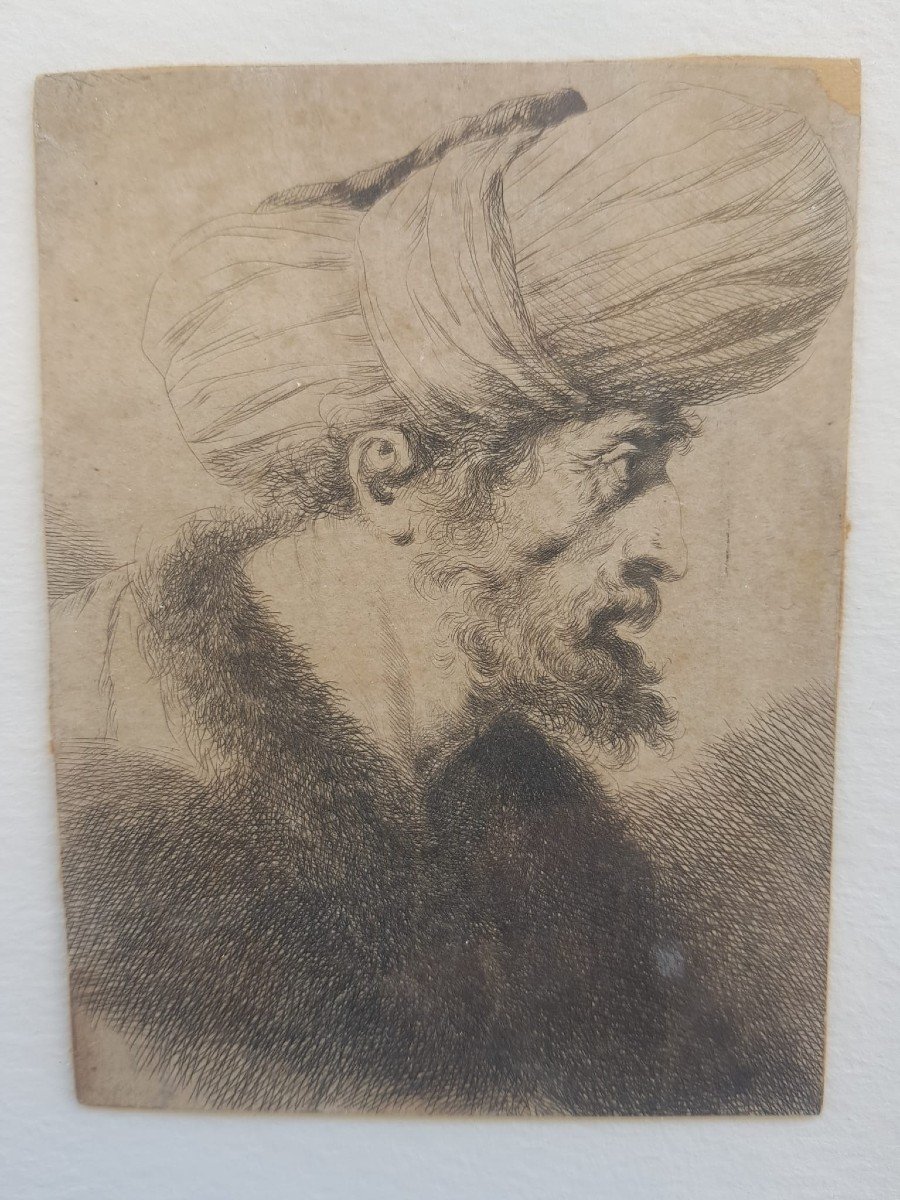 Dessin Au Crayon Représentant Un Personnage Oriental. XIXe Siècle.