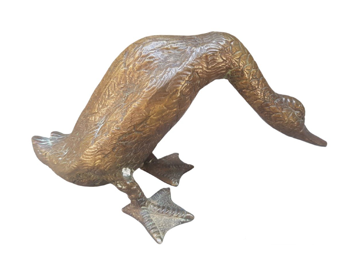 Sculpture En Bronze Représentant Une Oie. Italie, Fin Du XIXe Siècle.-photo-2