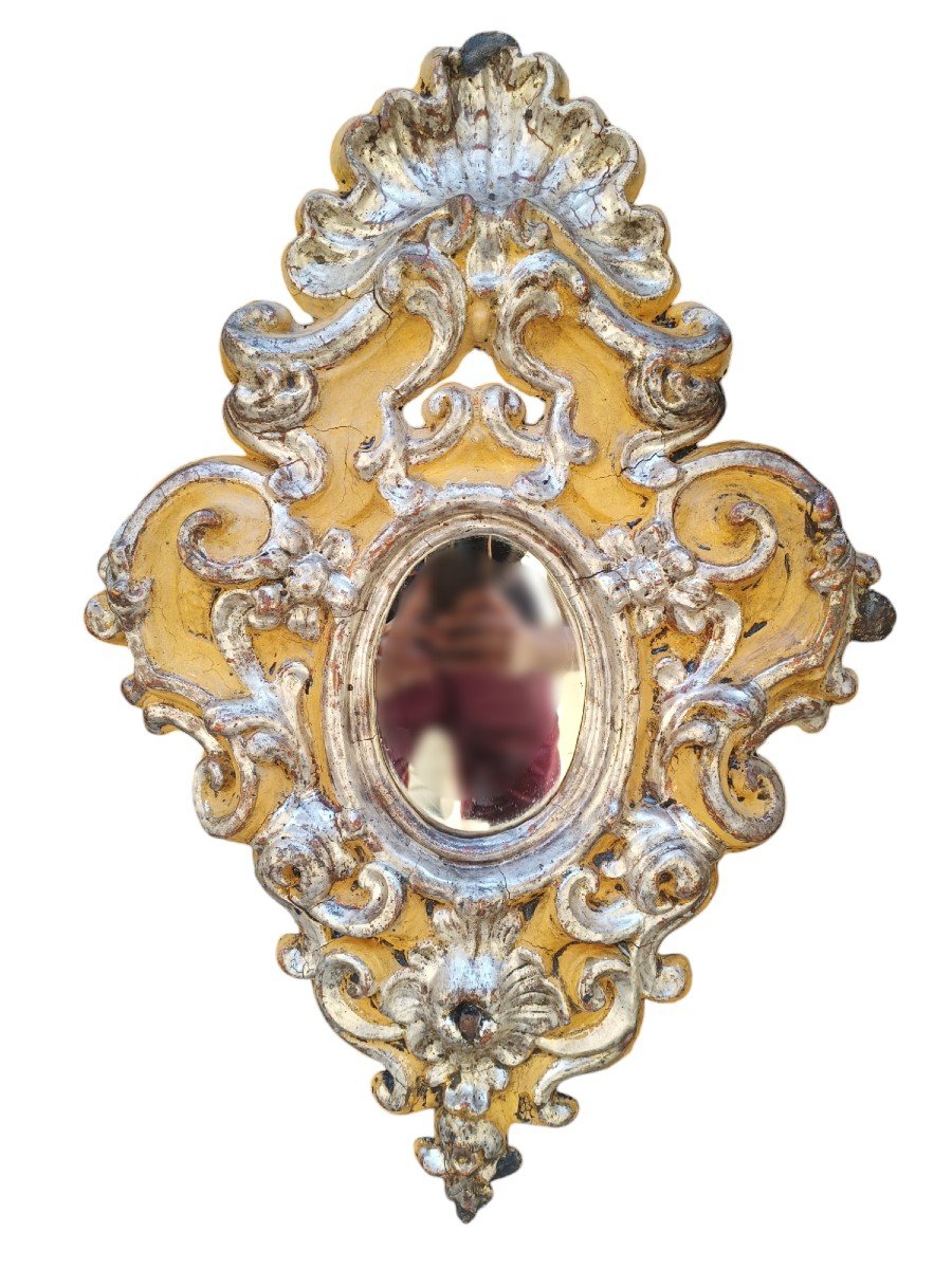 Paire De Miroirs En Bois Et Stuc. Italie, Début Du XVIIIe Siècle.-photo-2