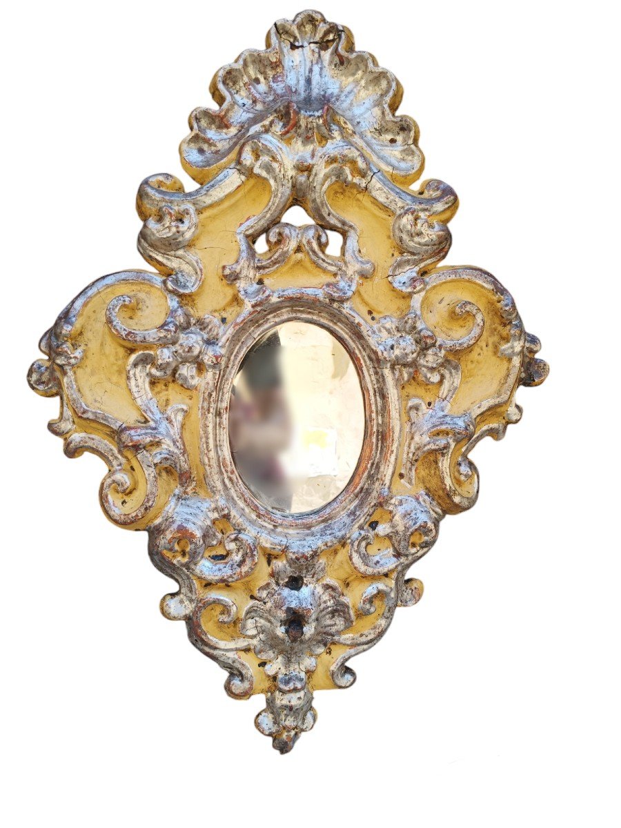 Paire De Miroirs En Bois Et Stuc. Italie, Début Du XVIIIe Siècle.-photo-3