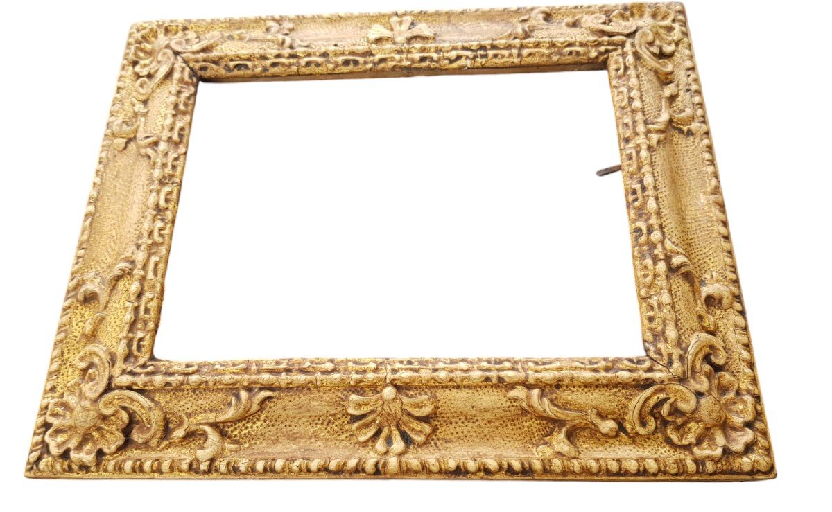 Wooden And Pastiglia Gilded Frame.tuscany,18th Century.-photo-2