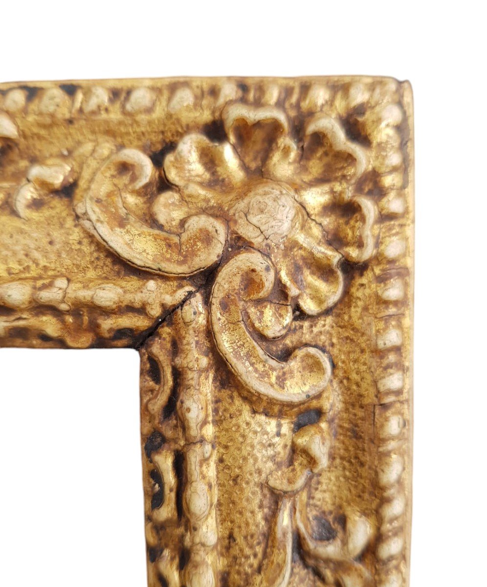 Wooden And Pastiglia Gilded Frame.tuscany,18th Century.-photo-3