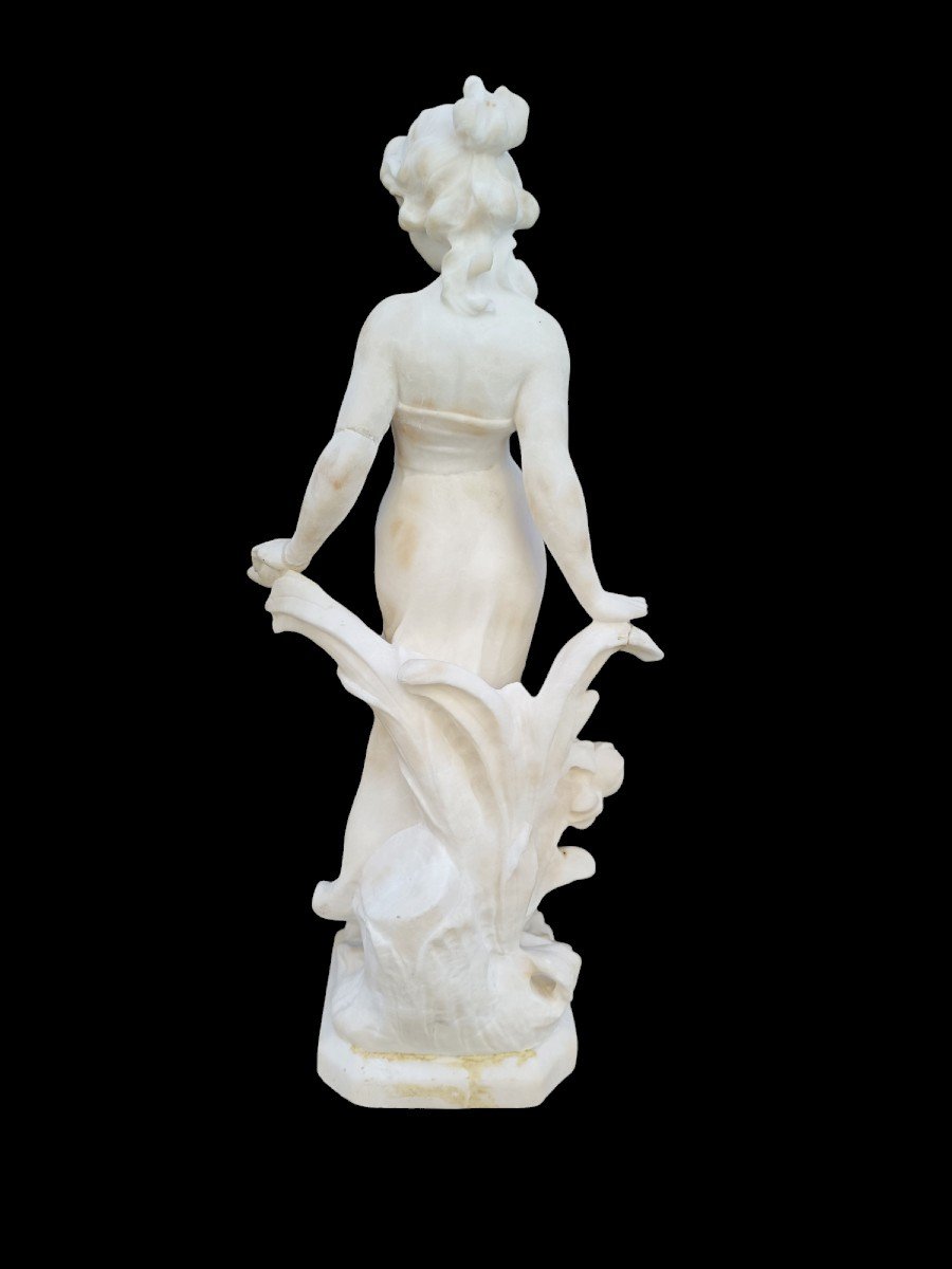 Alabaster Sculpture Depicting A Young Girl. Italy,early 20th Century.-photo-4