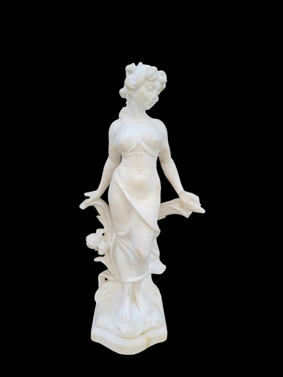 Alabaster Sculpture Depicting A Young Girl. Italy,early 20th Century.