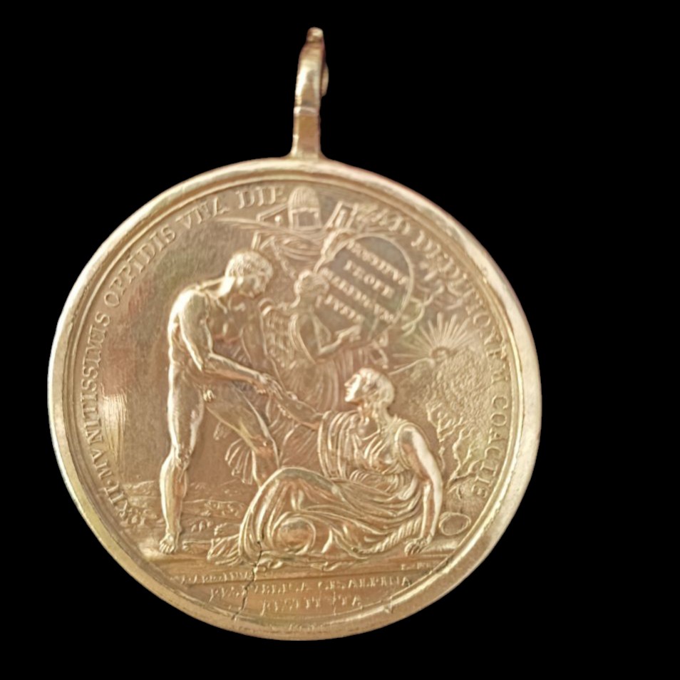 Médaille Napoléonienne En Bronze Doré. 1800.-photo-2