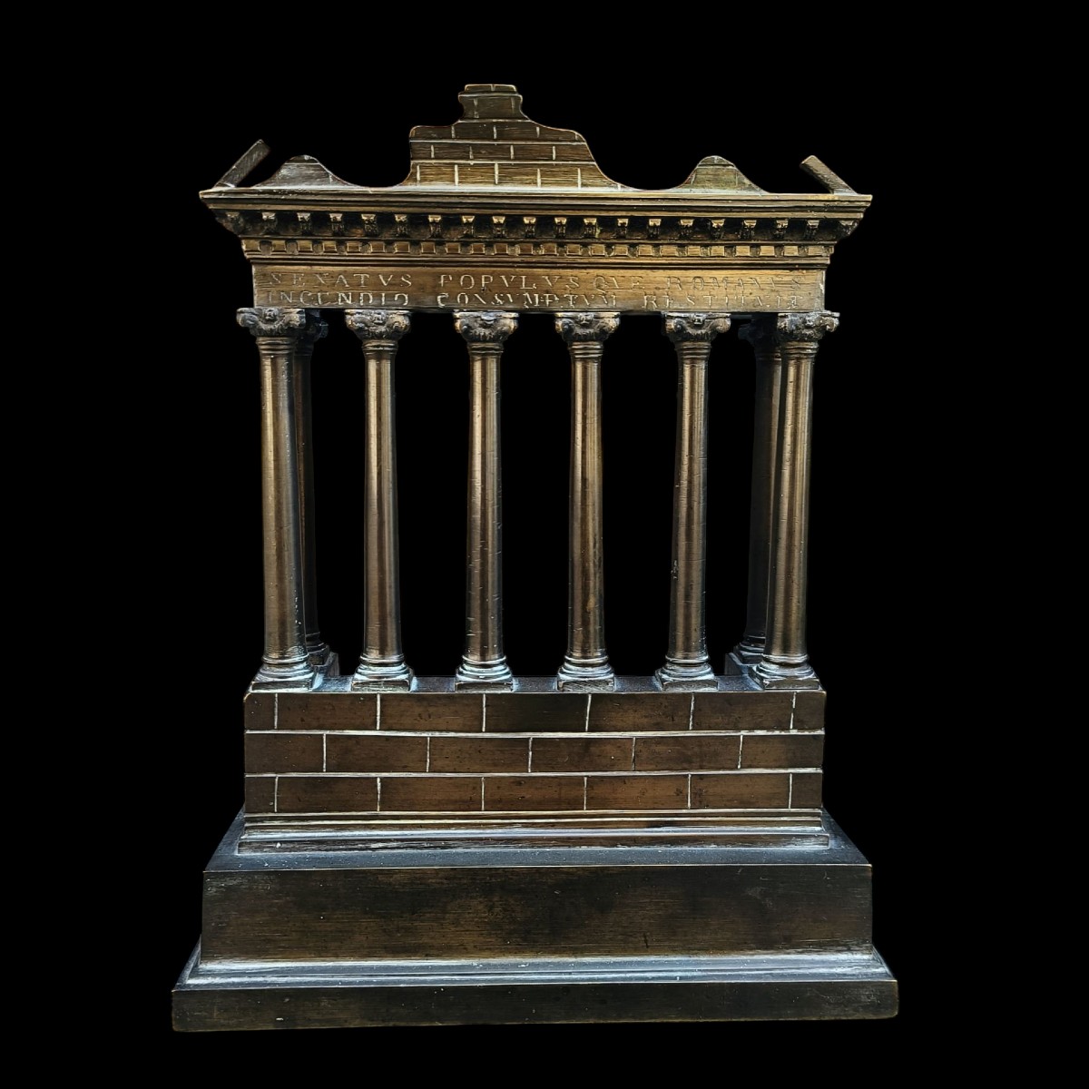 Bronze Grand Tour Model Of Temple.italy,19th Century.