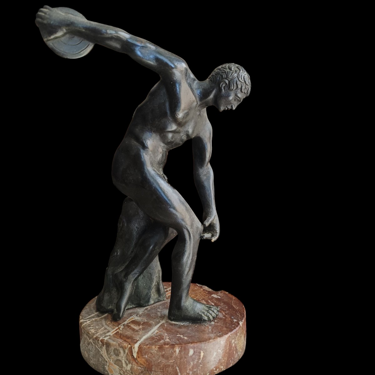 Sculpture en bronze Grand Tour du Discobolo. Rome, début du XIXe siècle.