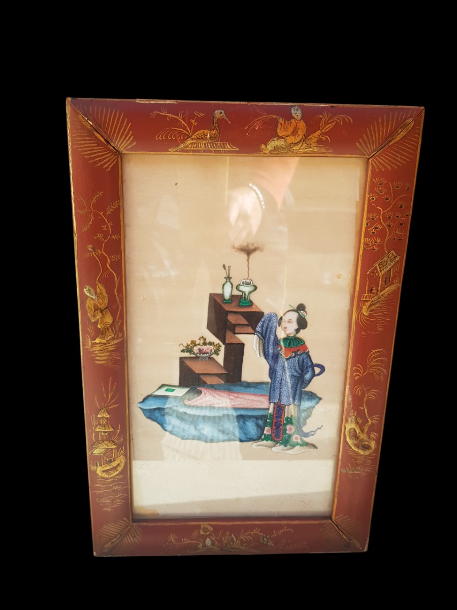 Paire de peintures sur soie. Chine, vers 1900.-photo-2
