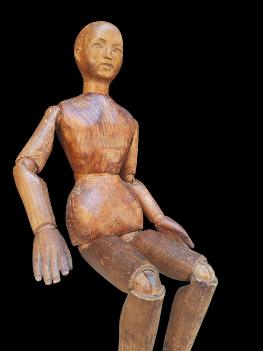 Mannequin d'artiste en bois. 19ème siècle.-photo-2