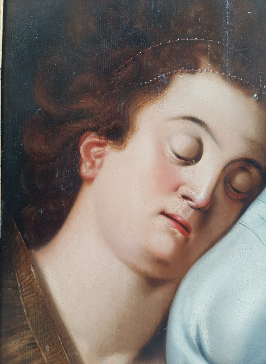 Frans Floris(1519-1570).Tête de femme endormie.-photo-3