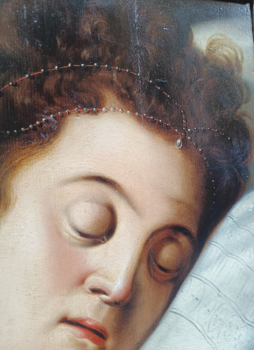 Frans Floris(1519-1570).Tête de femme endormie.-photo-4